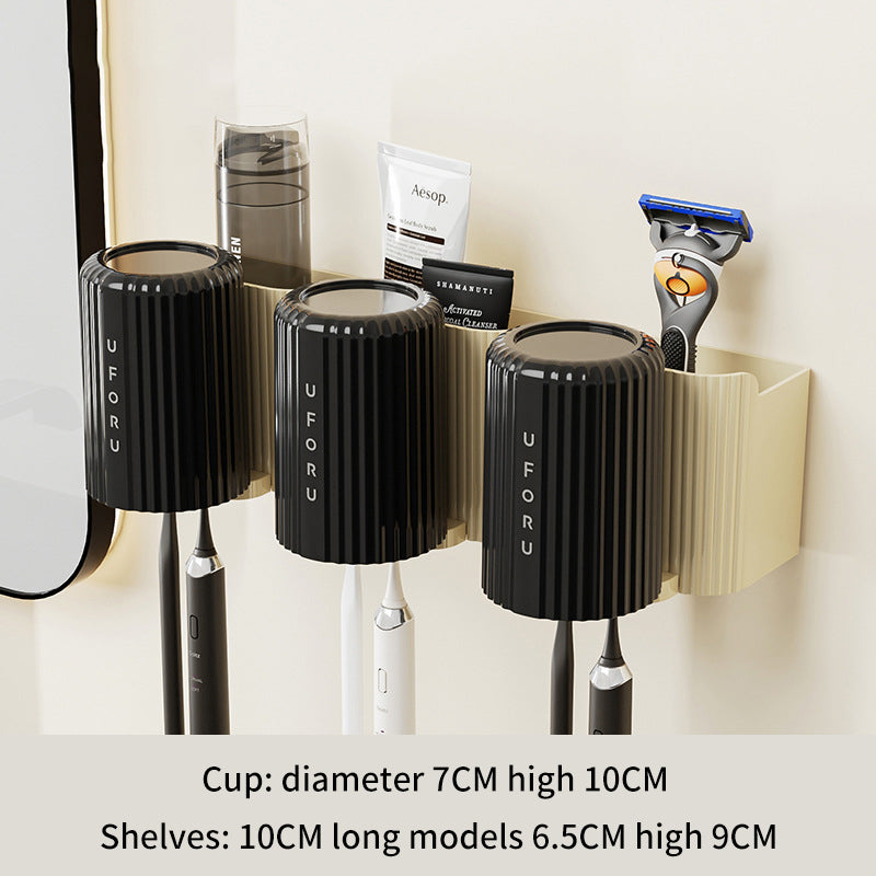 Premium Wall-Mounted Toothbrush and Cup Holder Rack