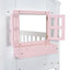 Twin over Twin House Bunk Bed with Roof , Window, Window Box, Door , with Safety Guardrails and Ladder, Pink/White - Korvel