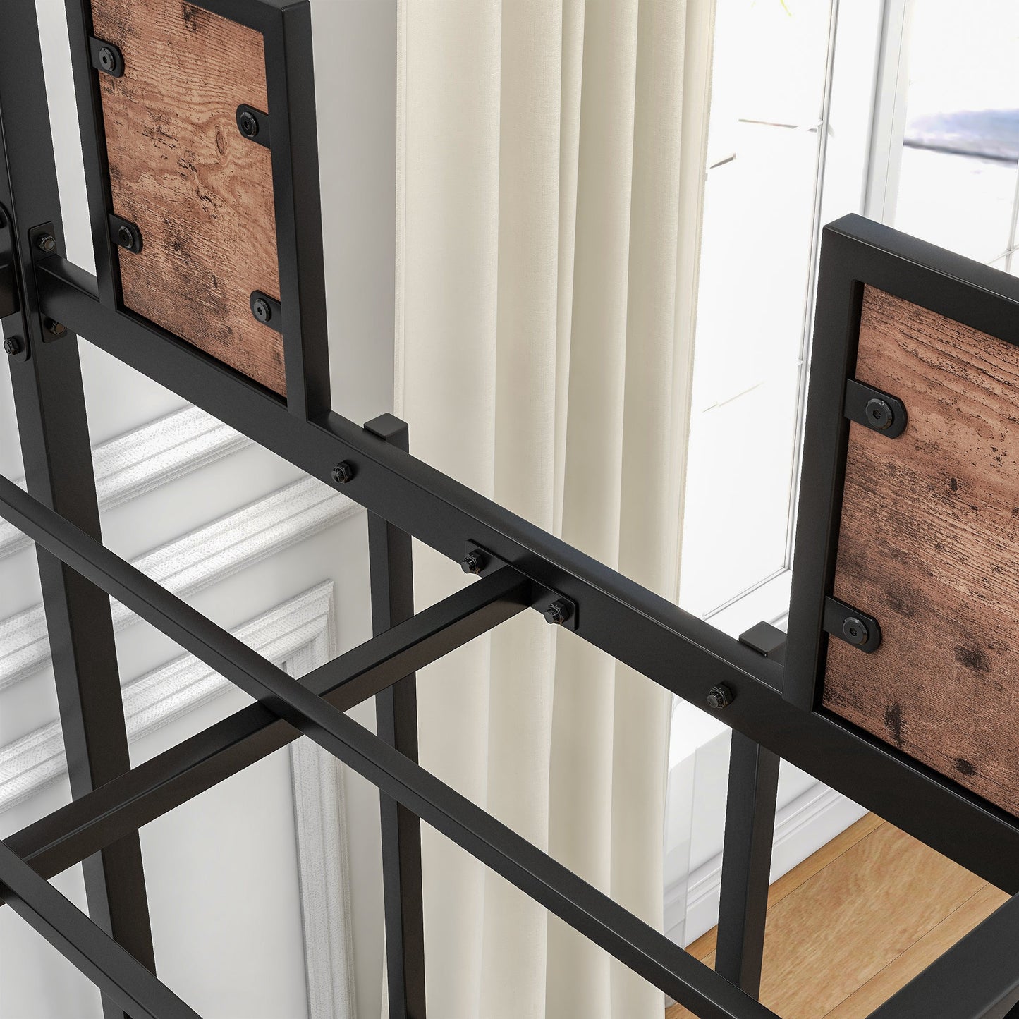 Bunk Bed Twin Over Twin Size Metal Bunk Bed with Ladder and Full-Length Guardrail Metal Bunk Bed Black - Korvel