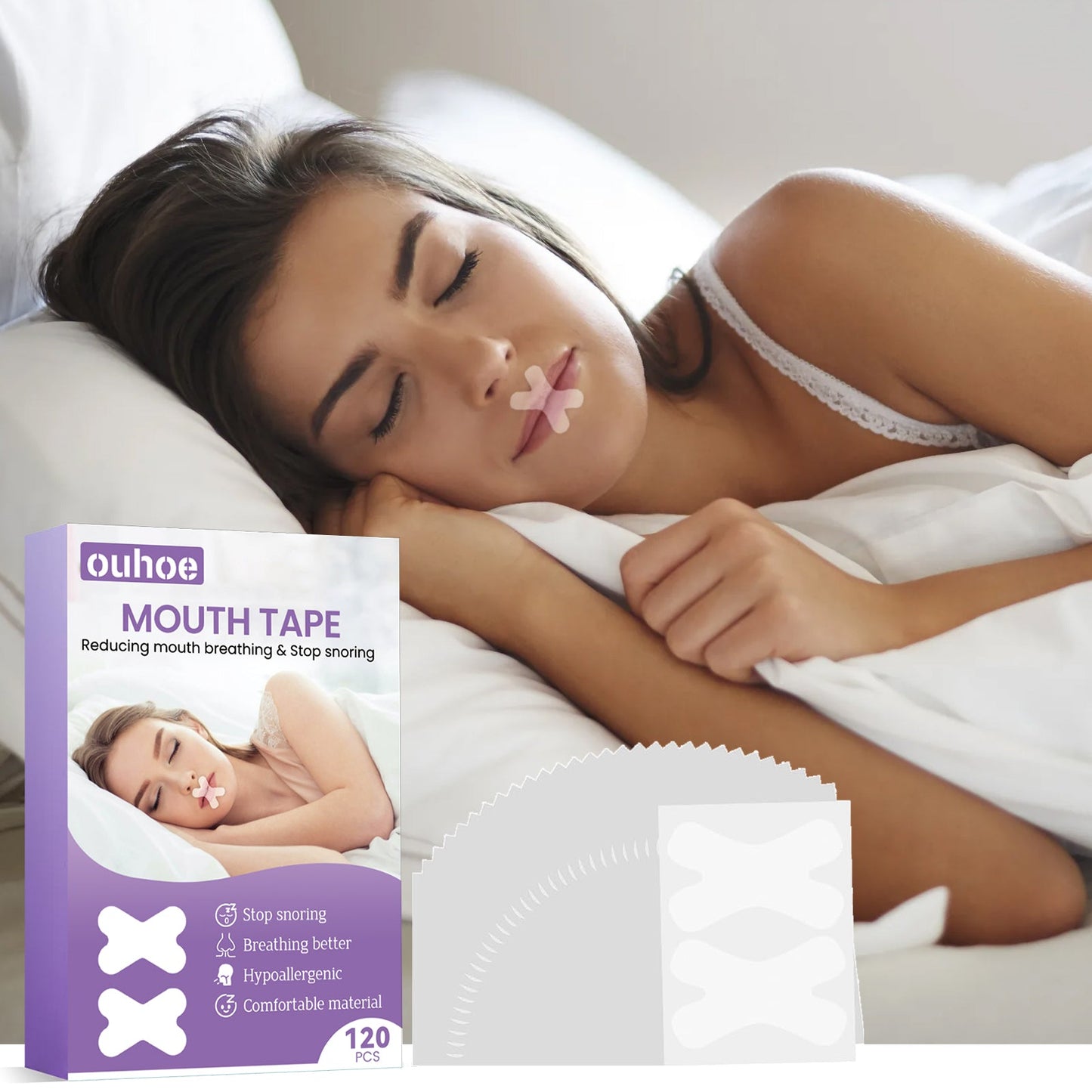 Sleep Anti-Snoring Tape, Open Mouth Breathing Physical Expansion Pamper Sleep Anti-Snoring Patch - Korvel