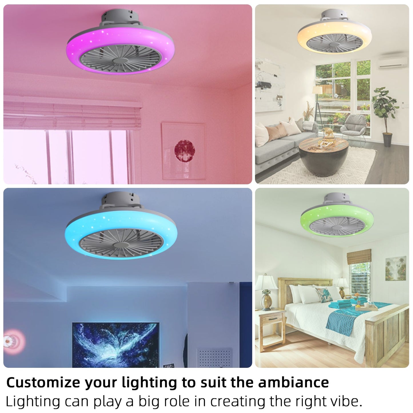 18" Smart LED Bladeless Ceiling Fan with Remote Control