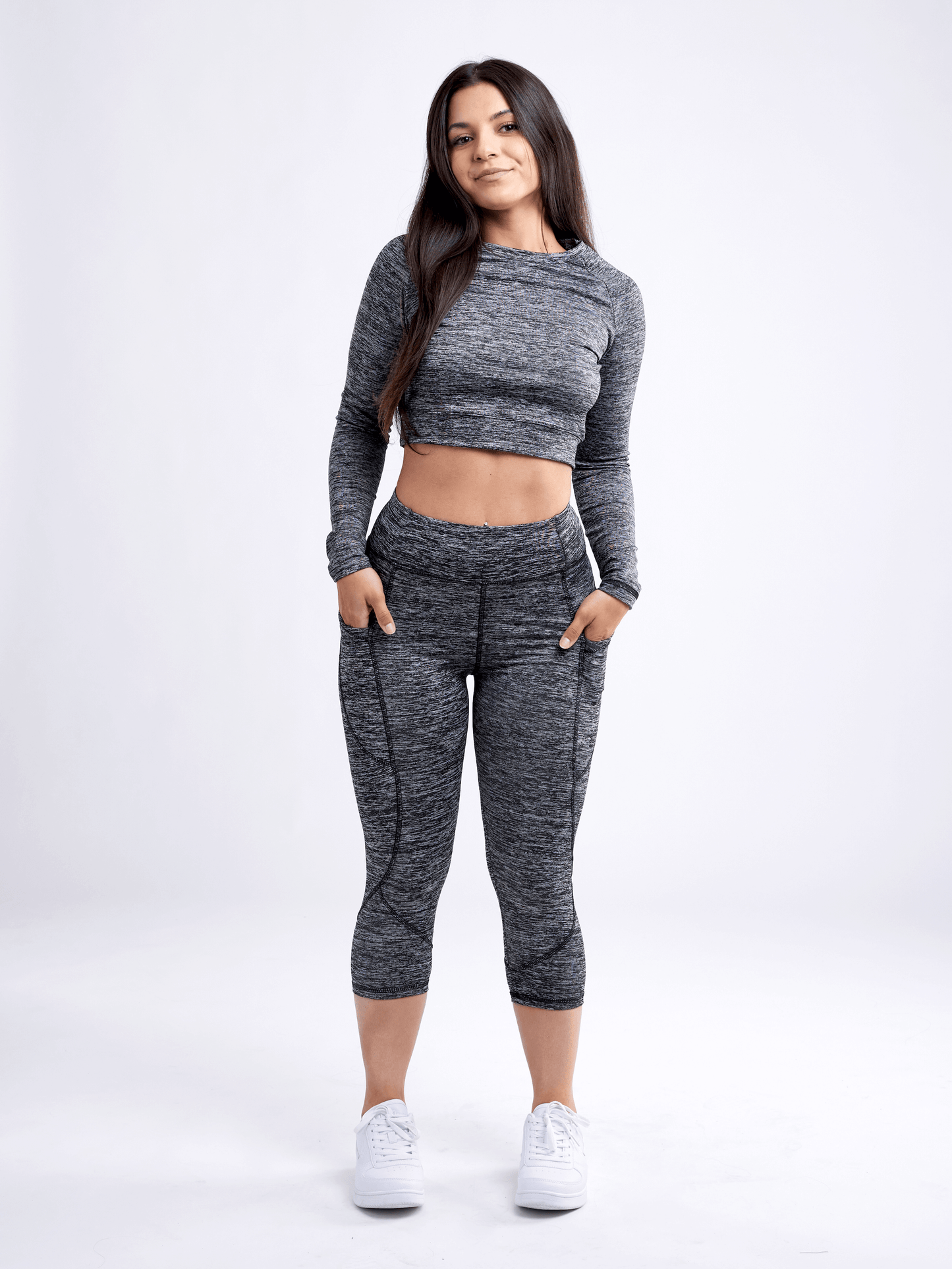 JupiterGear Mid-Rise Capri Fitness Leggings with Pockets