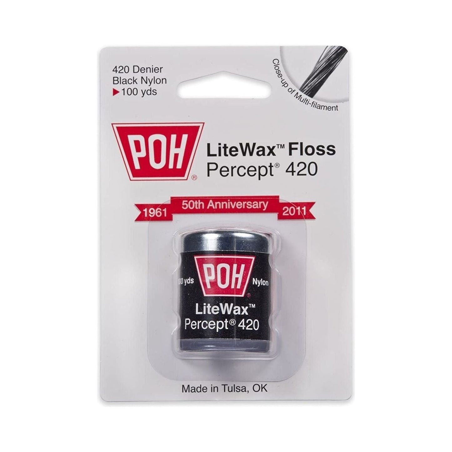 POH Litewax Dental Floss Picks - 75 Yards of Premium Black Nylon