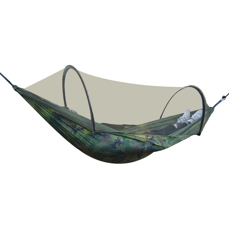 Automatic Quick Opening Mosquito Net Hammock Outdoor Camping Pole Mosquito Net Hammock Anti Roll Nylon Hammock - Korvel