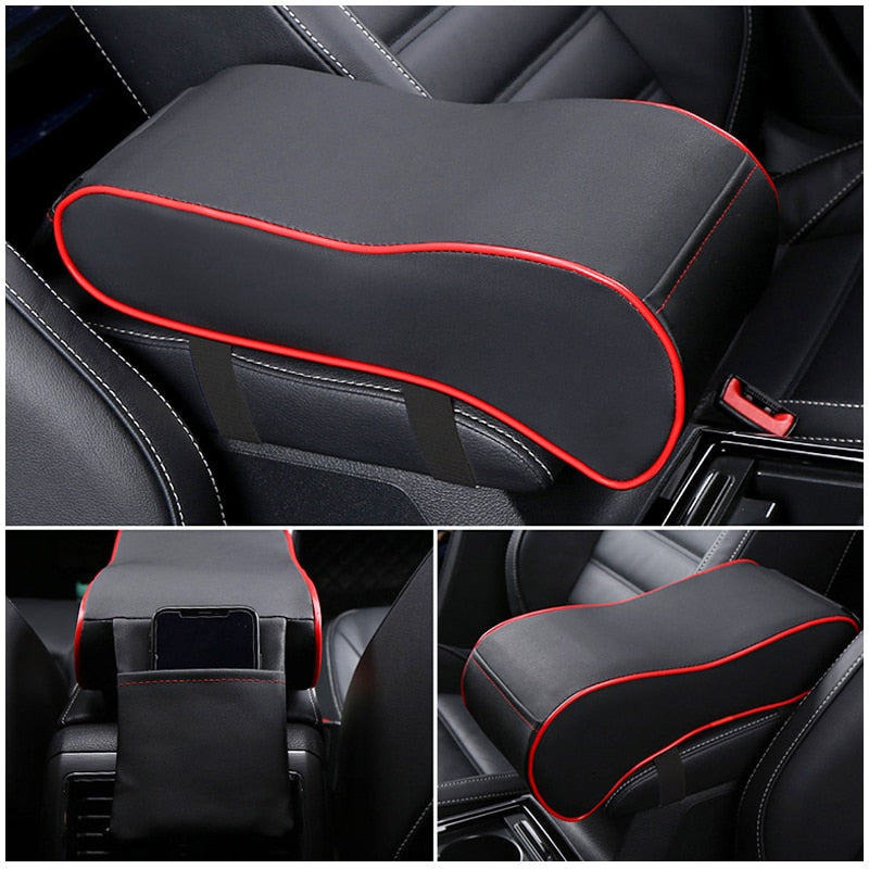 Leather Car Central Armrest Pad Black Auto Center Console Arm Rest Seat Box Mat Cushion Pillow Cover Vehicle Protective Styling - Korvel