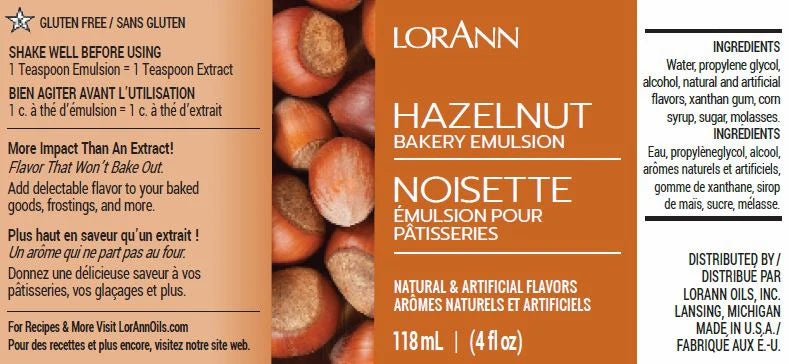 Emulsión de Hortalizas de Avellana LorAnn, 4 fl. oz
