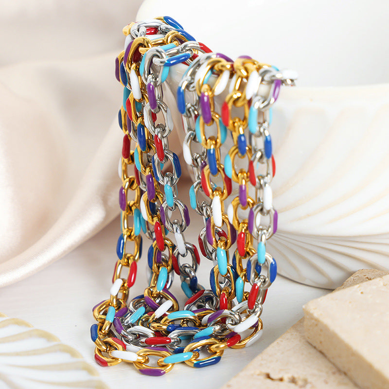 Niche Dripping Oil Titanium Steel Necklace for Women