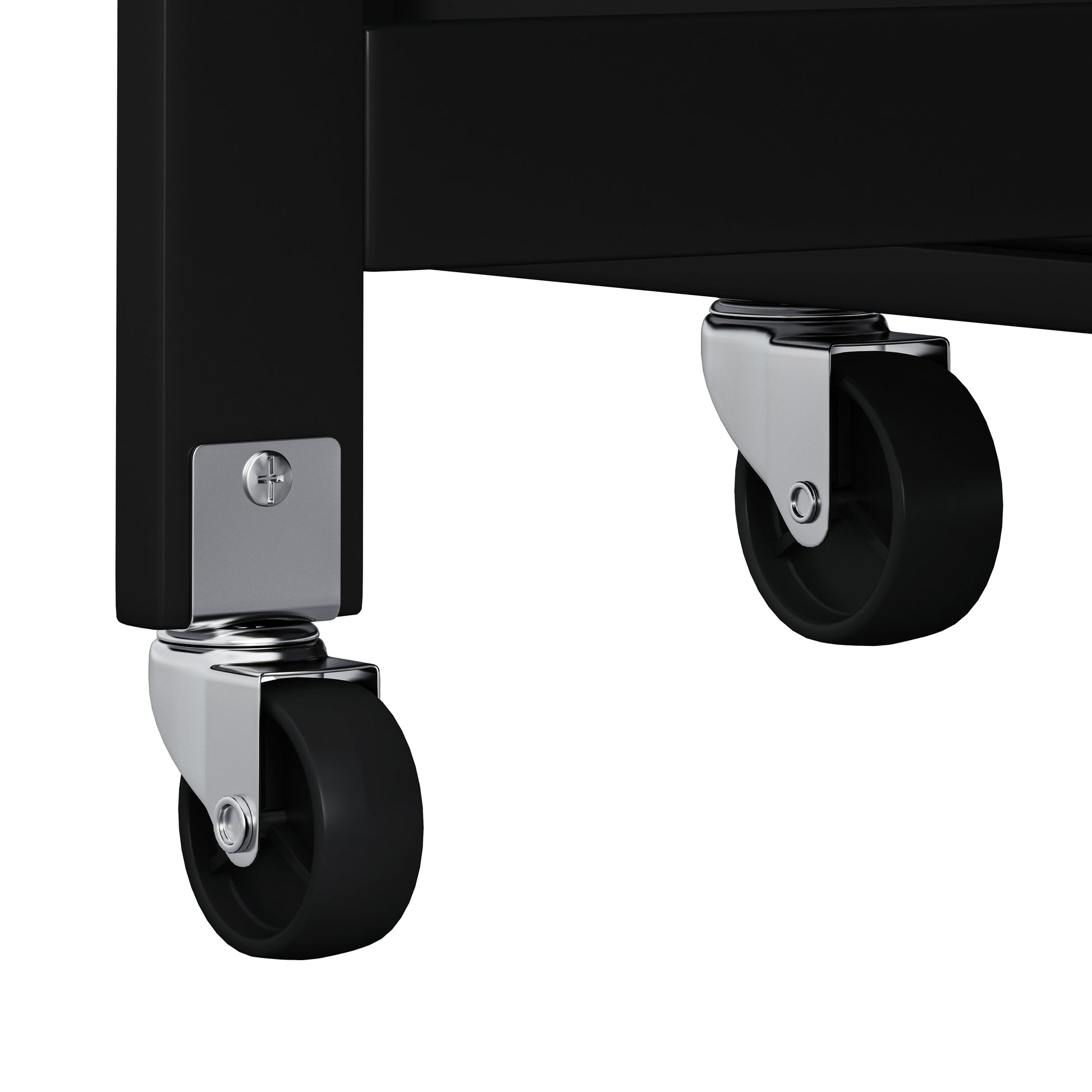 Multi-Functional Kitchen Island Cart with 2 Door Cabinet and Two Drawers,Spice Rack, Towel Holder, Wine Rack, and Foldable Rubberwood Table Top (Black) - Korvel