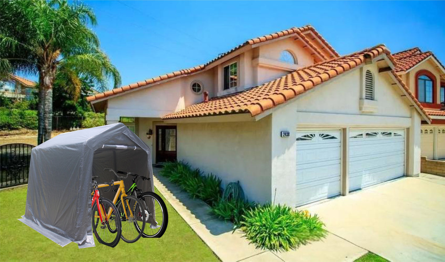 7x8 ft Outdoor Portable Gazebo Storage Shelter Shed with 2 Roll up Zipper Doors & Vents Carport - Korvel