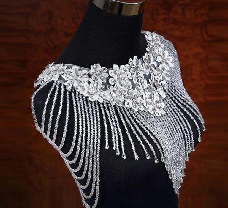 White Bolero Appliques Crystals Wedding Wrap Wedding Bolero Made in China Wedding Accessories Evening Dress - Korvel