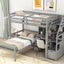 Cama loft tamaño twin con escalera de almacenamiento y escritorio - Gris