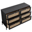 Commode moderne en bois de vignes de chanvre à 6 tiroirs en noir