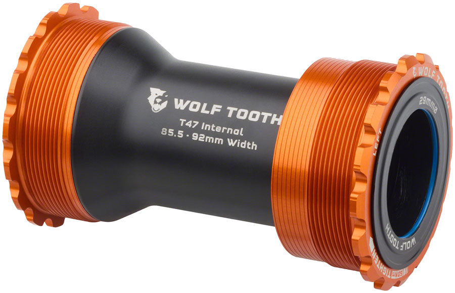 Soporte de pedalier Wolf Tooth - T47 Inboard 85.5/92mm para eje de 29mm - Naranja