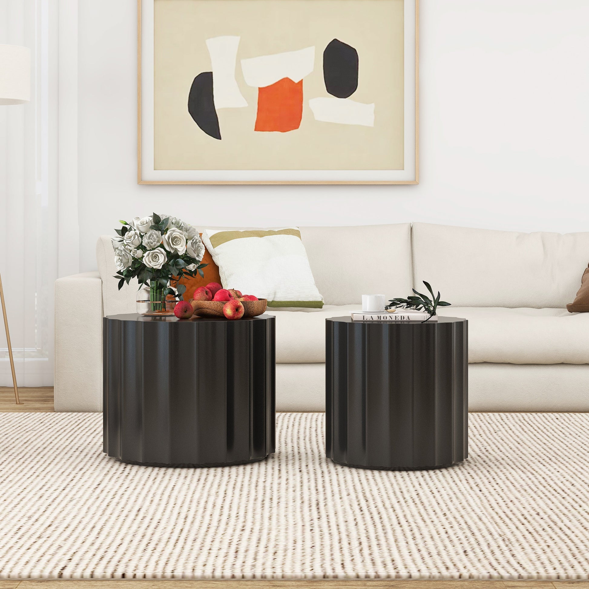Coffee Table Set of 2, Round Coffee Table ,Nesting Coffet Table,End table,Circle Sidetable for Living room ,Bedroom - Korvel