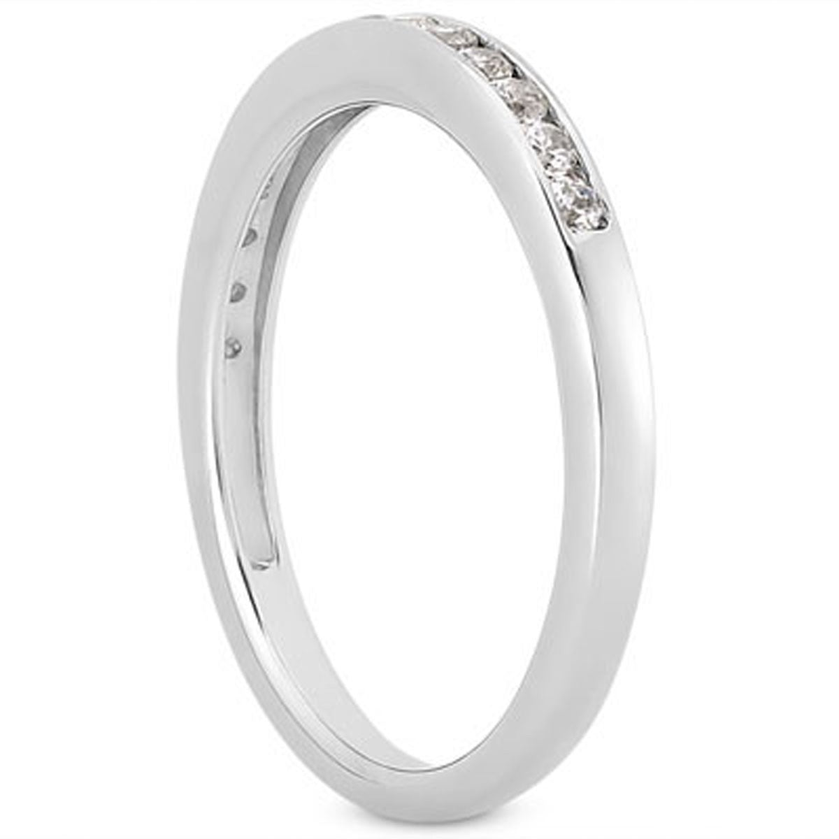 14k White Gold Channel Set Diamond Wedding Ring Band