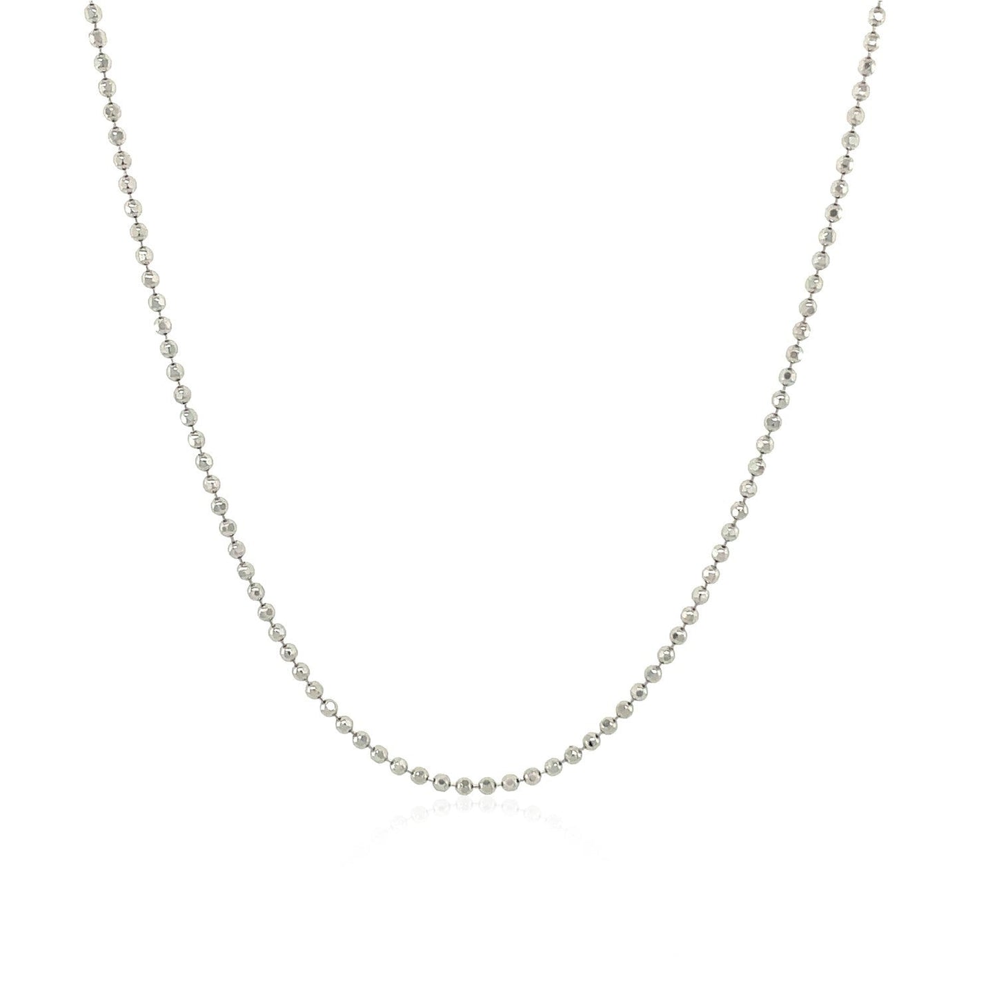 Chaîne à perles en or blanc 14k avec taille diamant 1,2 mm