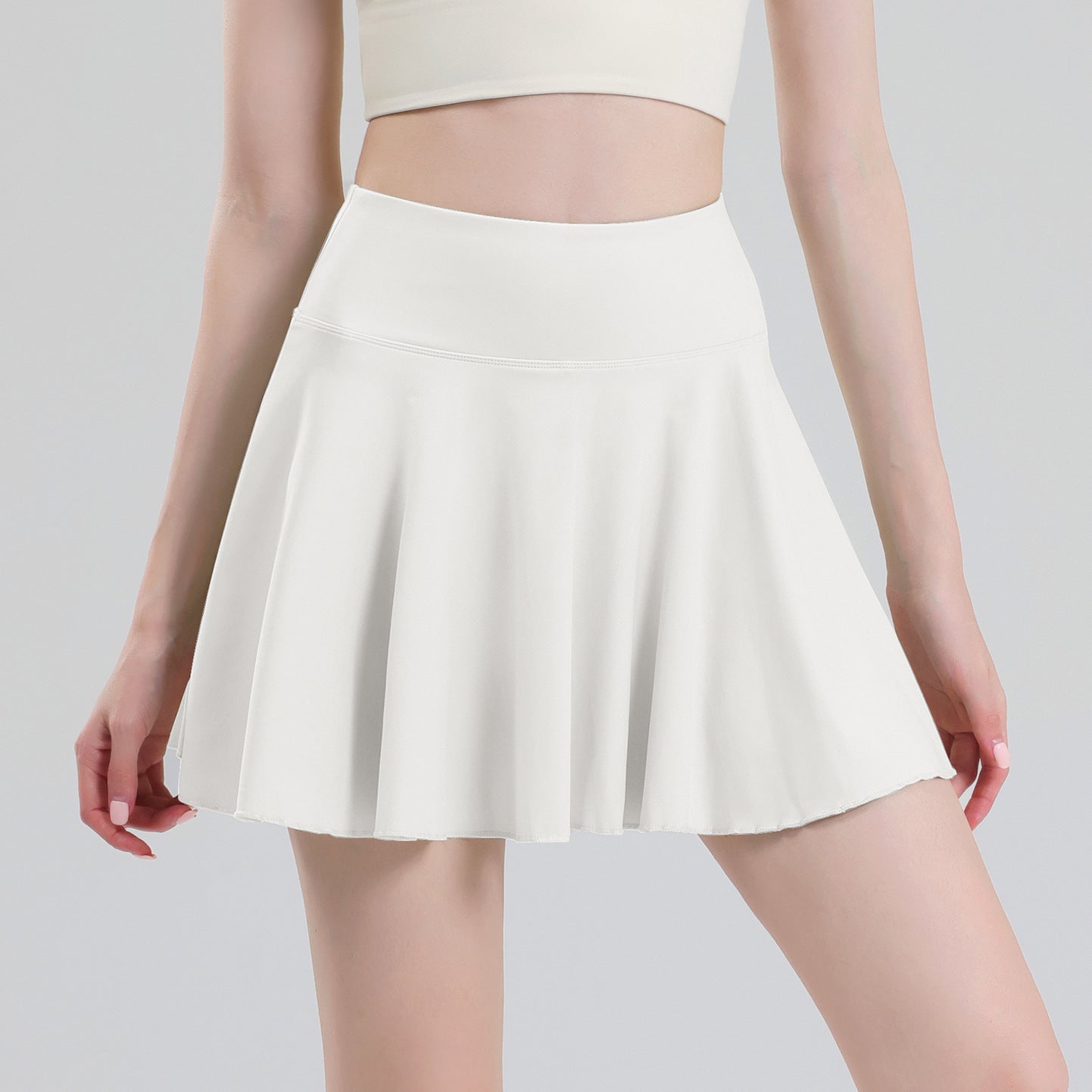 Tennis skirt women's yoga white badminton pleated skirt quick drying anti glare half skirt - Korvel