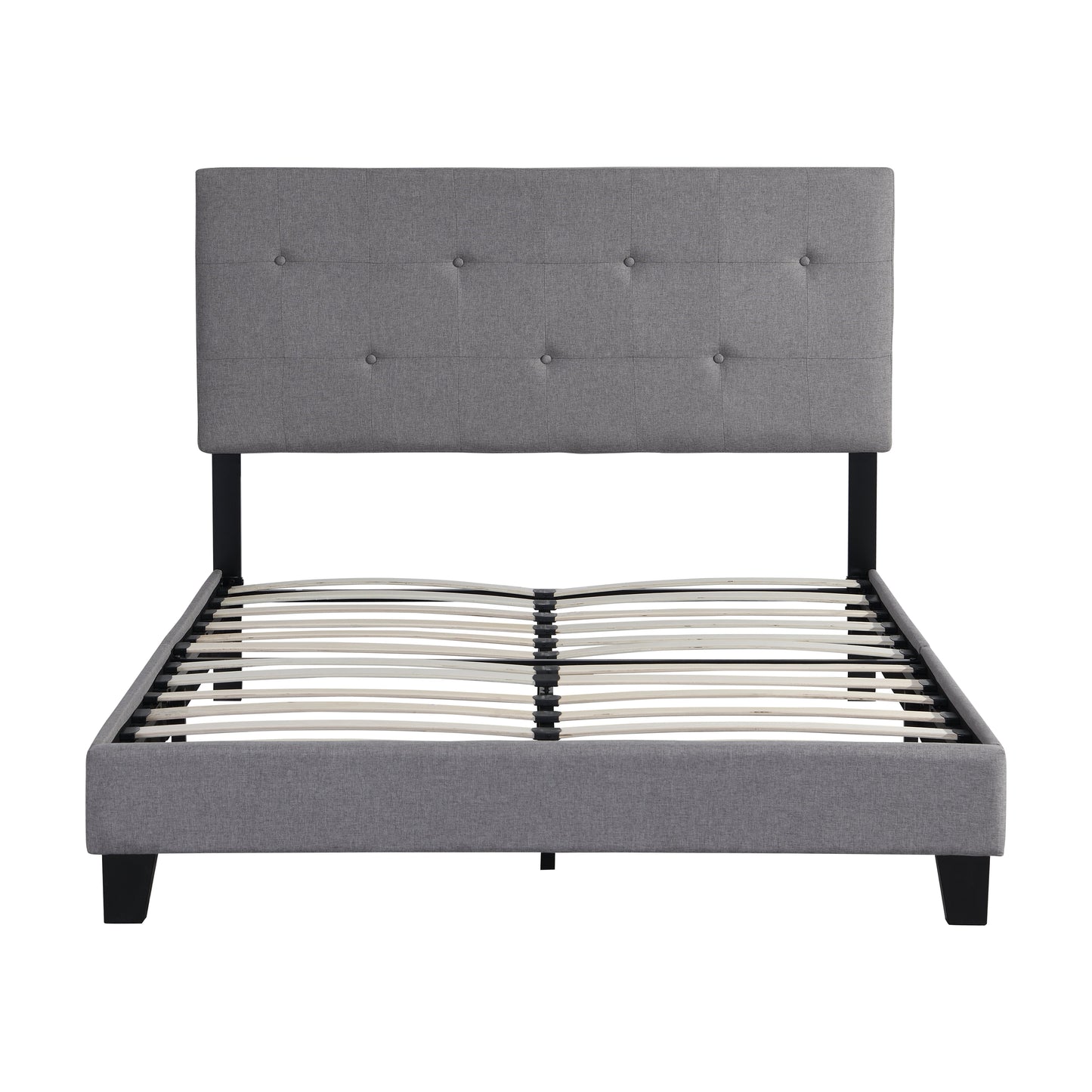 Estructura de Cama Plataforma Tapizada de Tamaño Completo con Cabecera Acolchada
