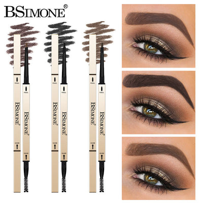 Natural Long-Lasting Waterproof Non-Fading Very Fine Three-Dimensional Not Easy To Smudge Double-Ended Small Gold Bar Eyebrow Pencil - Korvel
