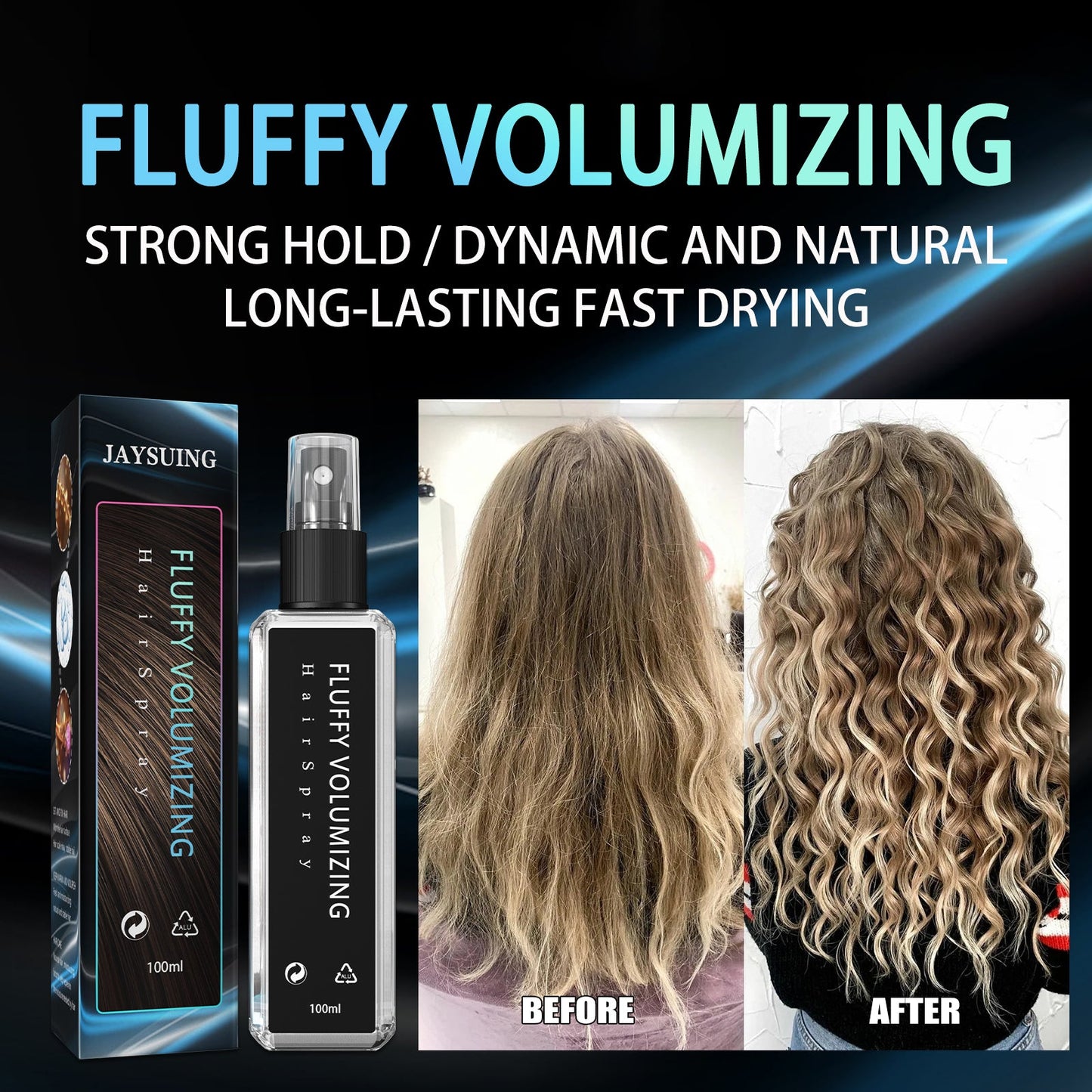 Hair Styling Spray Moisturizing Styling Fragrance Lasting Curly Hair Styling Dry Gel Hairspray Hair Fluffy Gel Water 100ml - Korvel