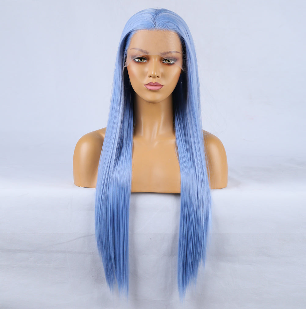 Peluca de Encaje Frontal Azul Fashion Hand Ditch 13x2.5