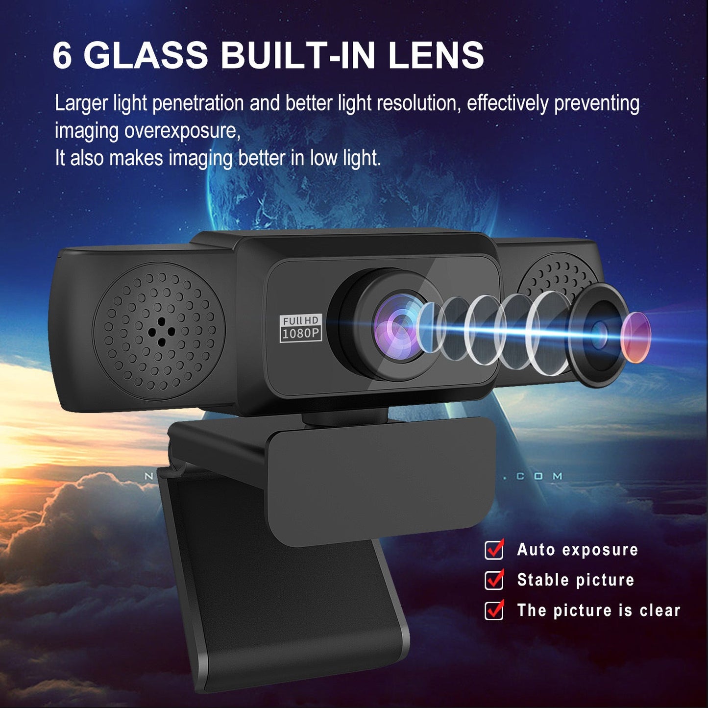 1080P high-definition computer camera with 360 degree rotatable video conferencing and live streaming of online courses - Korvel