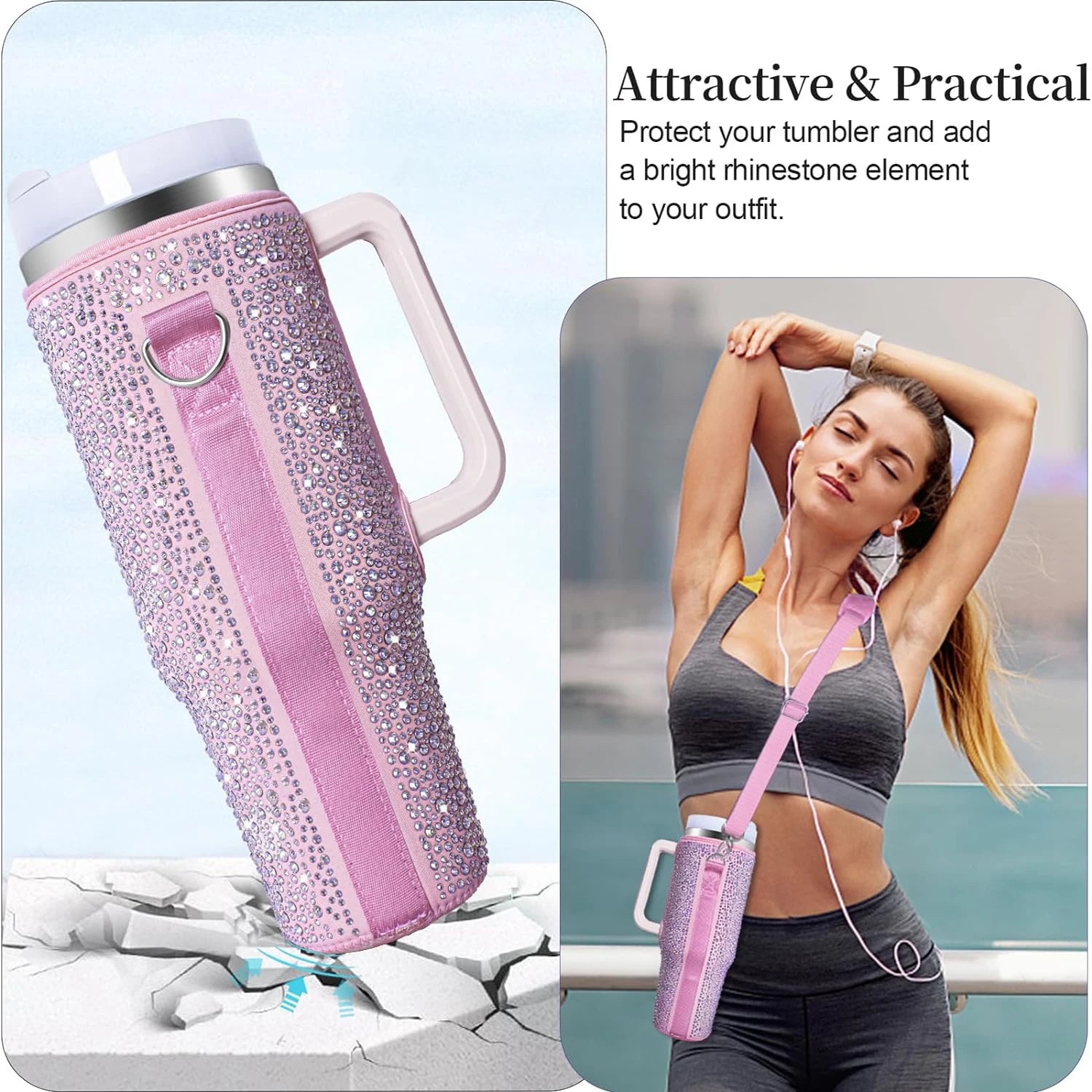 Diamond Mug Sleeves For  Portable Water Kettle Carrier Holder Bag With Straps Outdoor Drinkware Accessory - Korvel