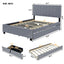 Queen Size Velvet Upholstered Platform Bed with 2 Drawers and 1 Twin XL Trundle- Gray - Korvel