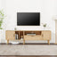 Vine TV stand with 2 cabinets and 2 open shelves, suitable for TVs under 80 inches, with solid wood legs for TV cabinets - Korvel