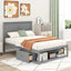 Full Size Platform Bed with Drawer on the Each Side and Shelf on the End of the Bed Gray - Korvel