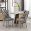 High end tufted solid wood velvet soft cushion dining chair chrome plated leg nail decoration gray and chrome two-piece set - Korvel