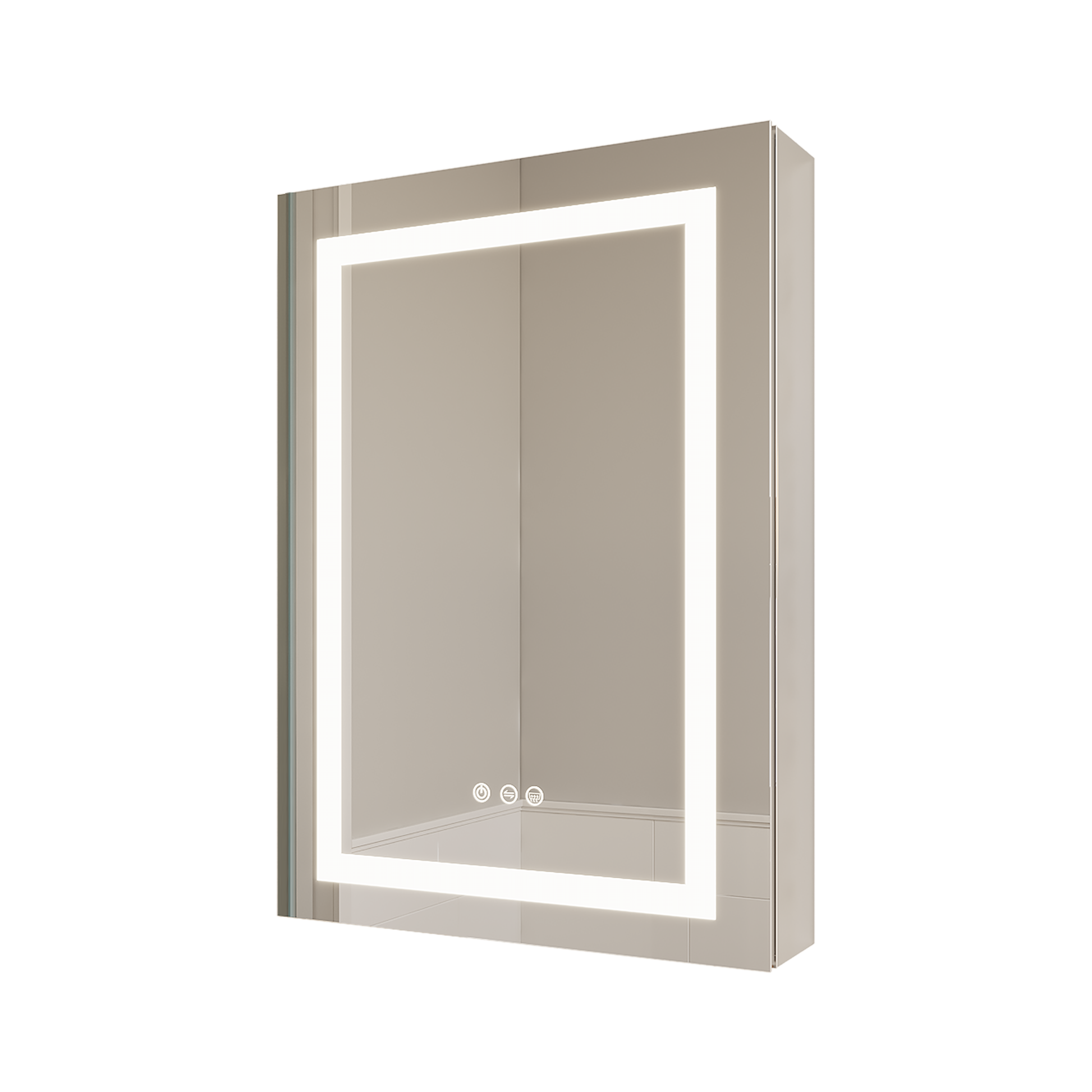 26x20 inch(Left Door) bathroom medicine cabinet with LED mirror 3000K~6000K single door lighting bathroom cabinet with touch switch adjusta - Korvel