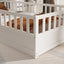 Double bed floor standing bed with ultra-high safety barrier, children's floor standing bed frame, Montessori wooden white - Korvel