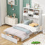 ueen Size Murphy Bed with Bookcase, Bedside Shelves and a Big Drawer, White - Korvel