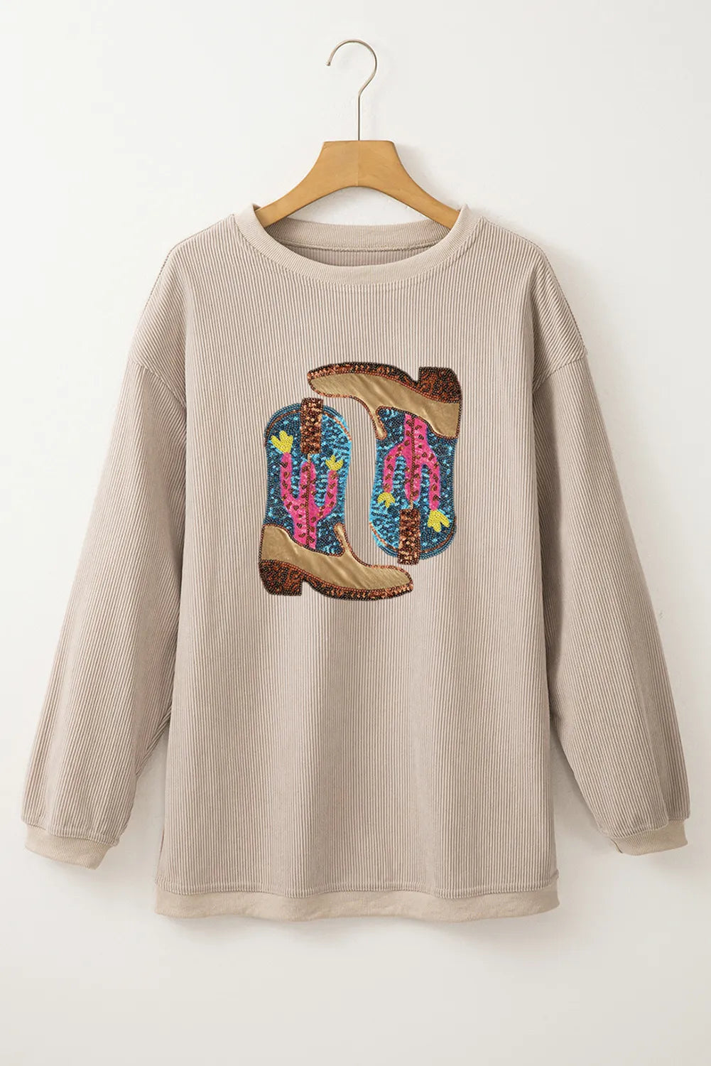 Full Size Sequin Round Neck Long Sleeve Sweatshirt