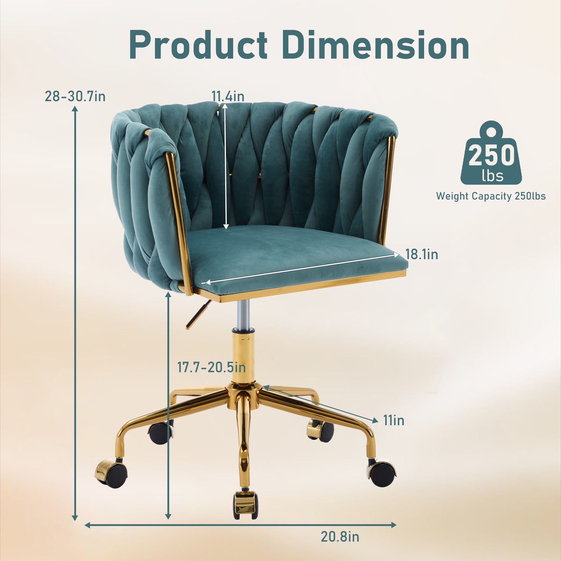 Accent Chair Makeup Chair with Hand Woven Backrest, Modern 360° Swivel Home Office Desk Chair for Study (GREEN) - Korvel