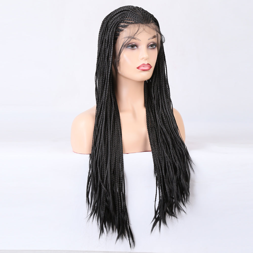 Long Synthetic Wig with Braided Box Braids Wigs For Black Women Daily Wear White Hat Wig Adjustable For Girls - Korvel
