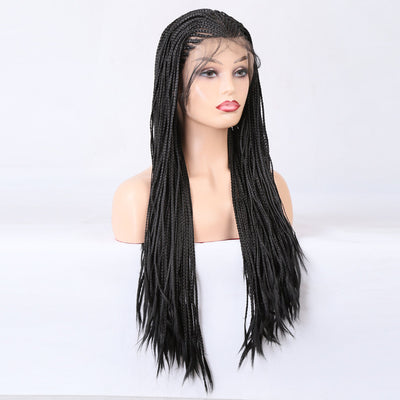 Long Synthetic Wig with Braided Box Braids Wigs For Black Women Daily Wear White Hat Wig Adjustable For Girls - Korvel