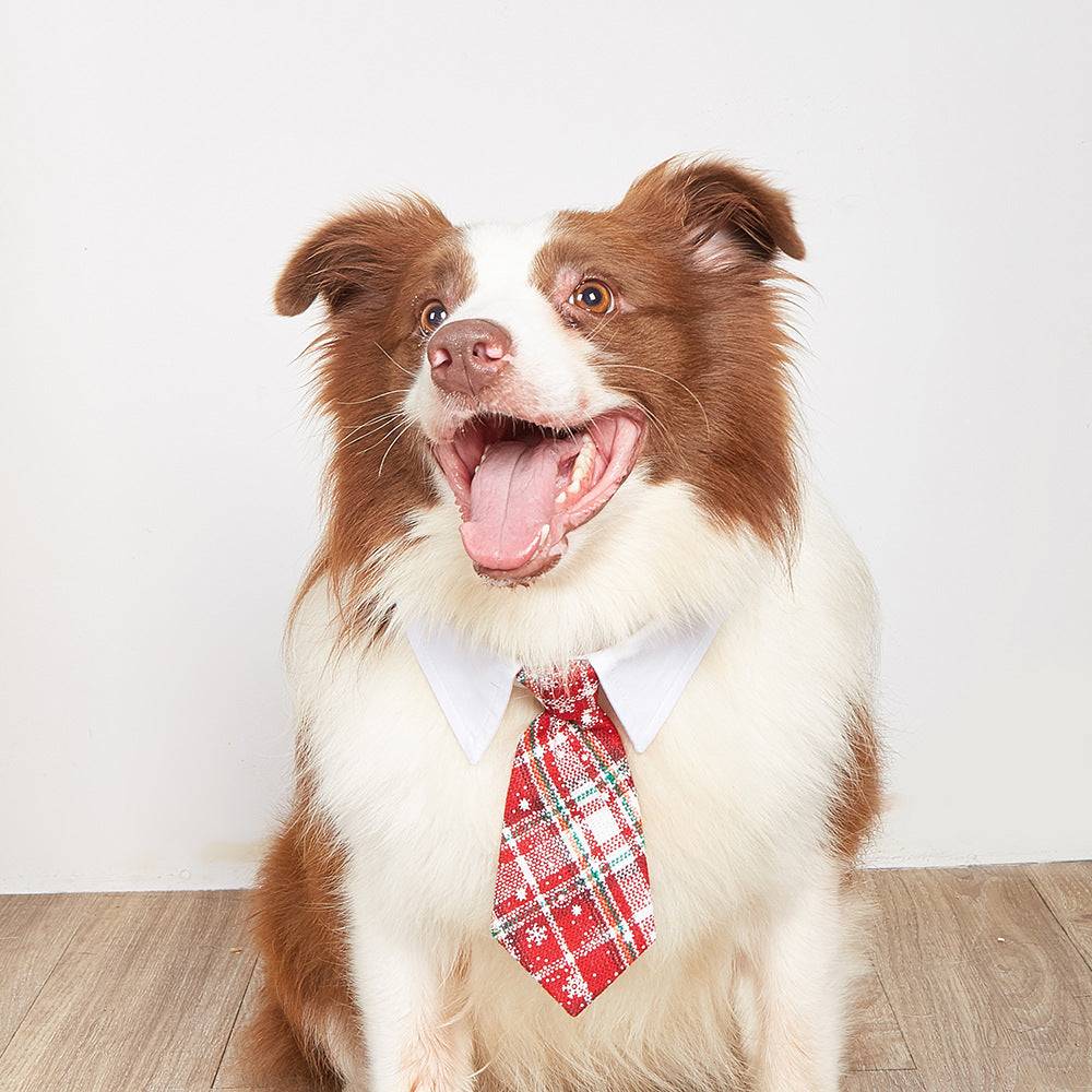 New British style handsome Christmas dog collar Christmas pet tie - Korvel