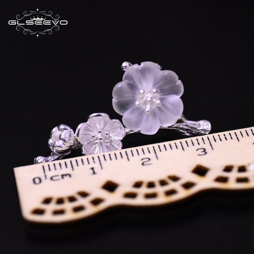 GLSEEVO 925 Sterling Silver Wedding Crystal Flower Brooch High Quality For Women Tree Brooches Mujer Handmade Jewelry - Korvel