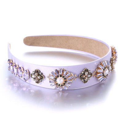 Elegant Baroque Retro Water Diamond Pearl Hair Hoop