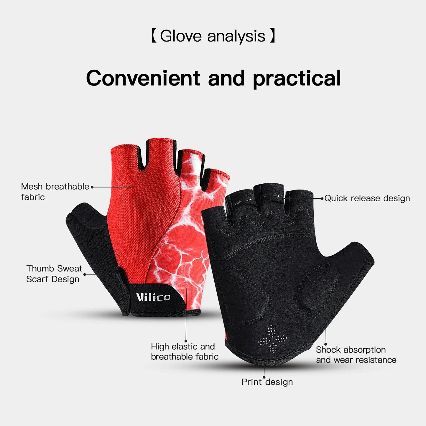 Outdoor Sports Fitness Half Finger Cycling Gloves Silicone Shock Absorbent Breathable Wear Resistant Half Finger Cycling Gloves - Korvel