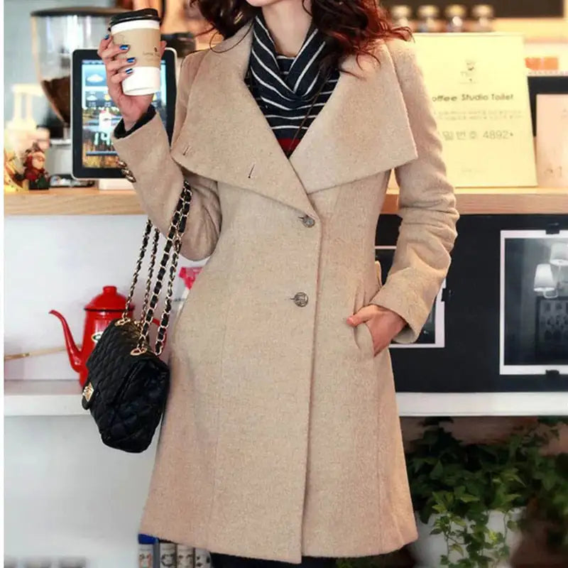 Abrigo Largo de Cachemira para Mujer en Invierno