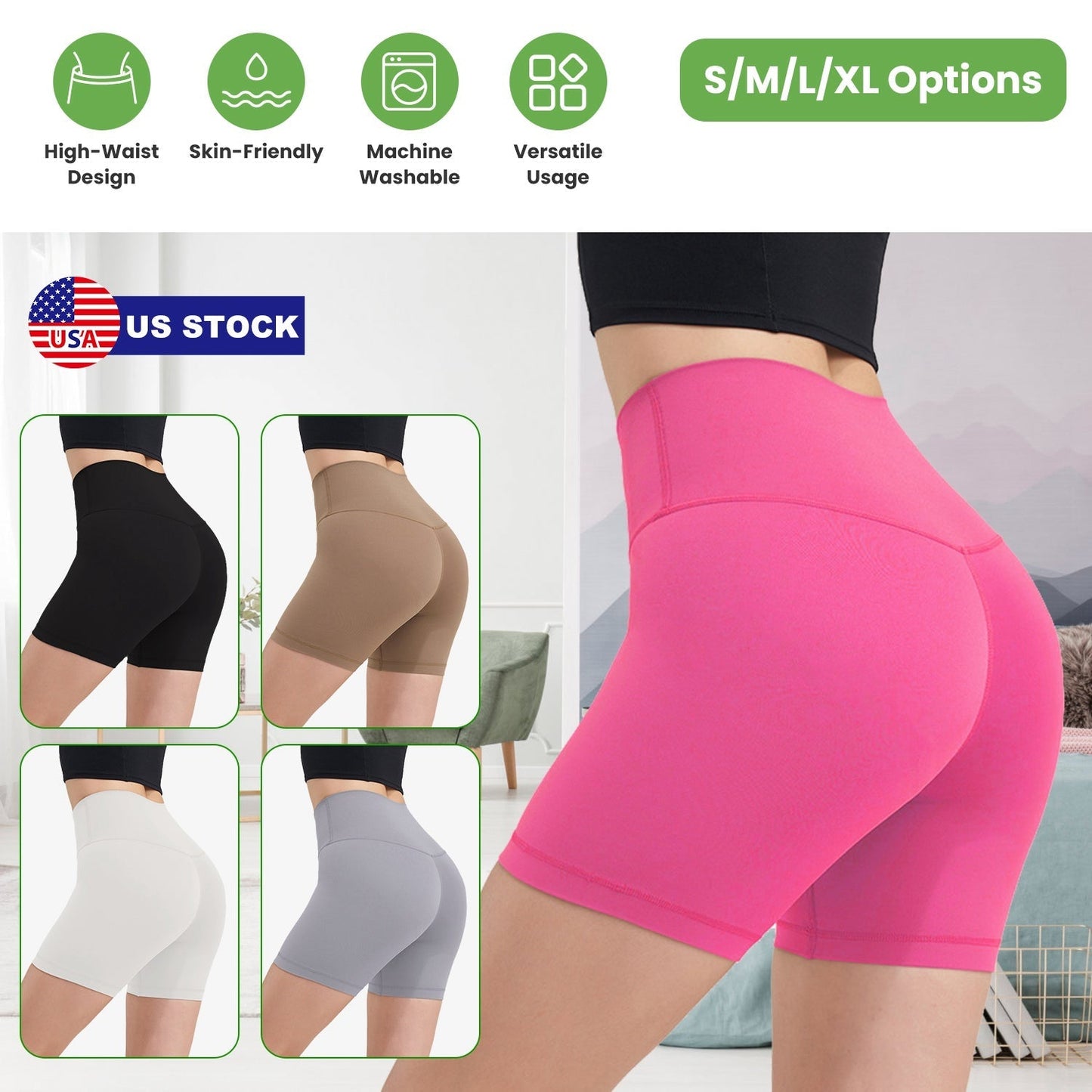 Women's High Waist Biker Shorts with Tummy Control