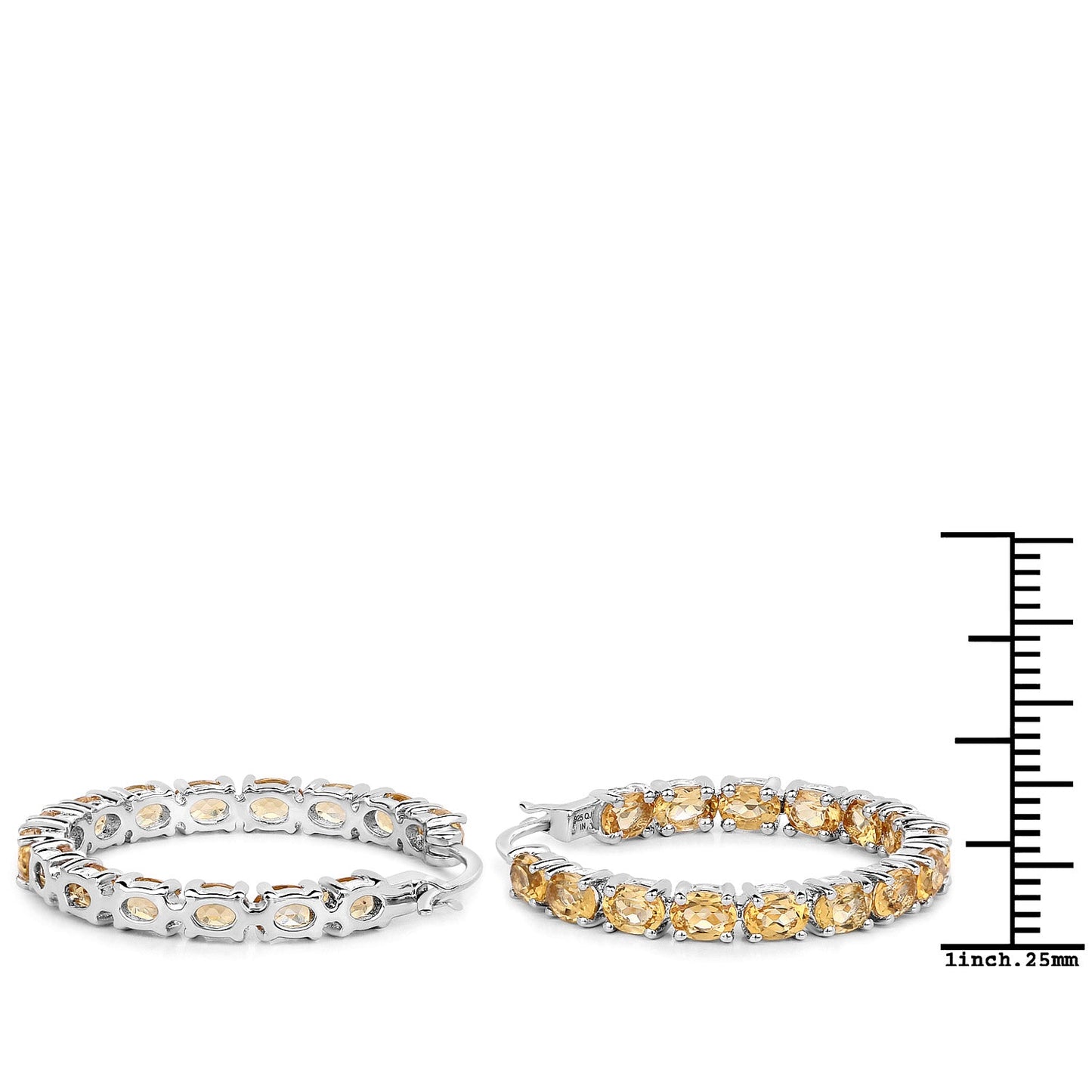 4.80 Carat Genuine Citrine Sterling Silver Hoop Earrings