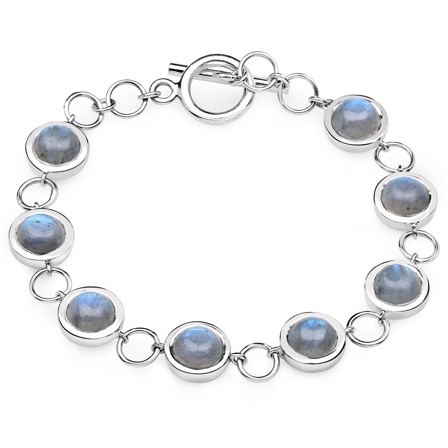 Bracelet en argent sterling .925 avec labradorite véritable de 15,48 carats