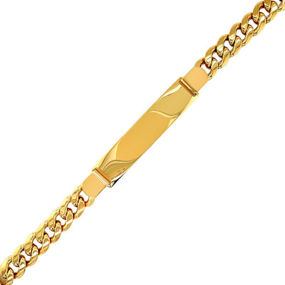 Pulsera de cadena cubana ID para hombres en oro amarillo de 14k