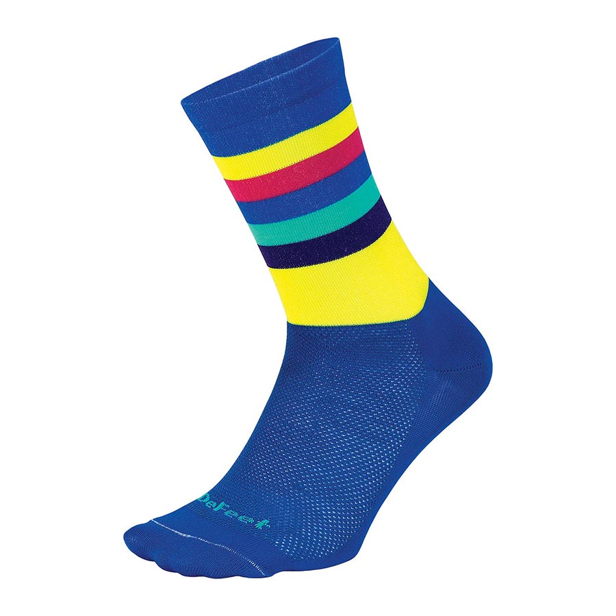 DeFeet Aireator 6" Socks in Maverick Blue/Neon Yellow - M Pair
