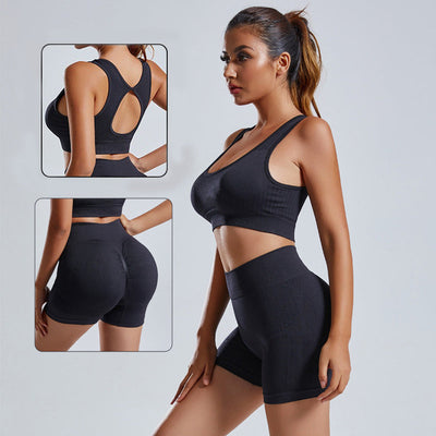 Ensemble de Yoga Femme 2 Pièces : Débardeur Sans Couture & Shorts