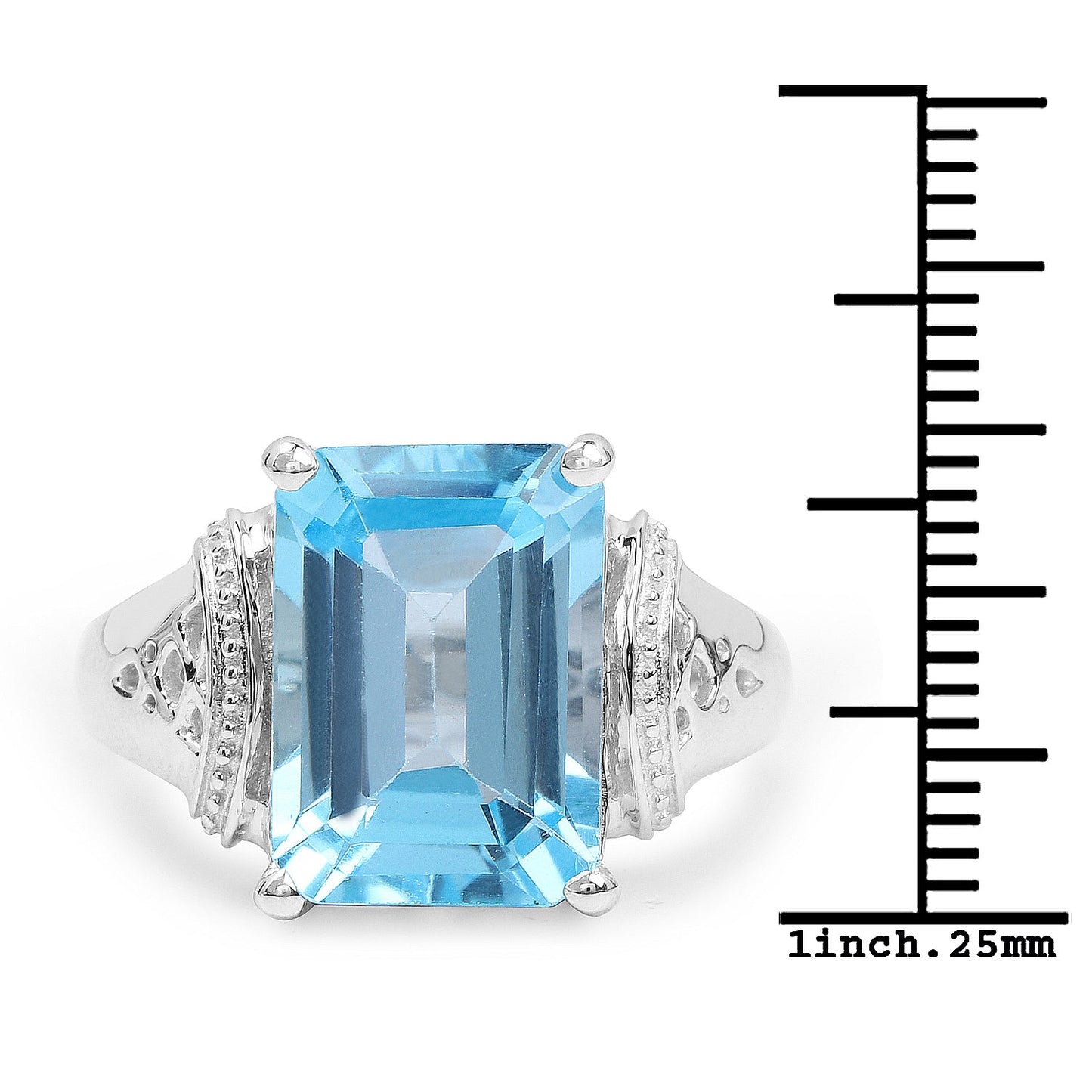 8.89 Carat Genuine Swiss Blue Topaz Sterling Silver Ring